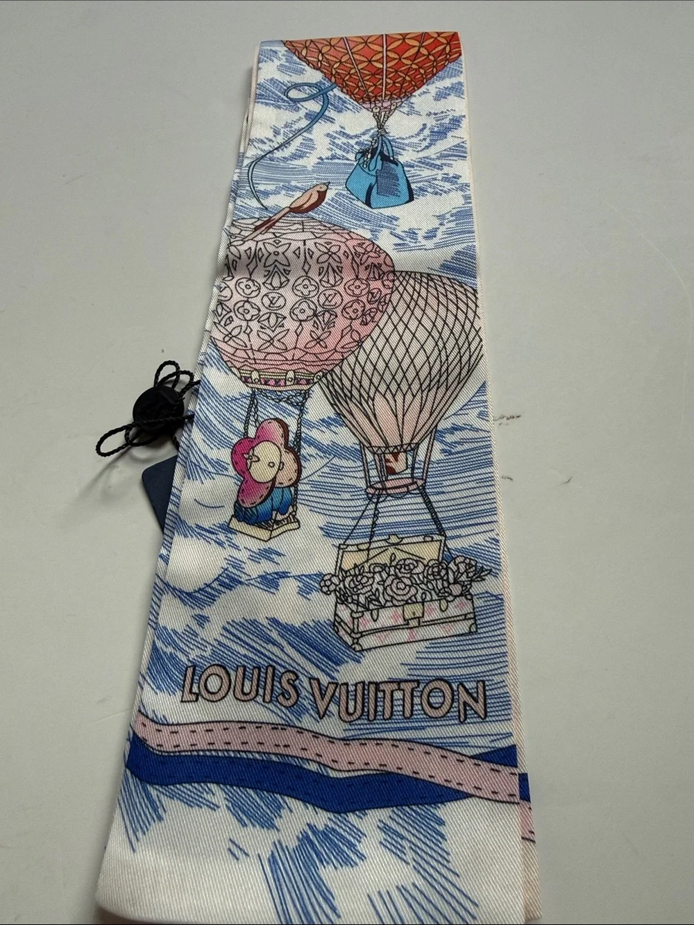 Blue and Pink Hot Air Balloon Silk Scarf Accent